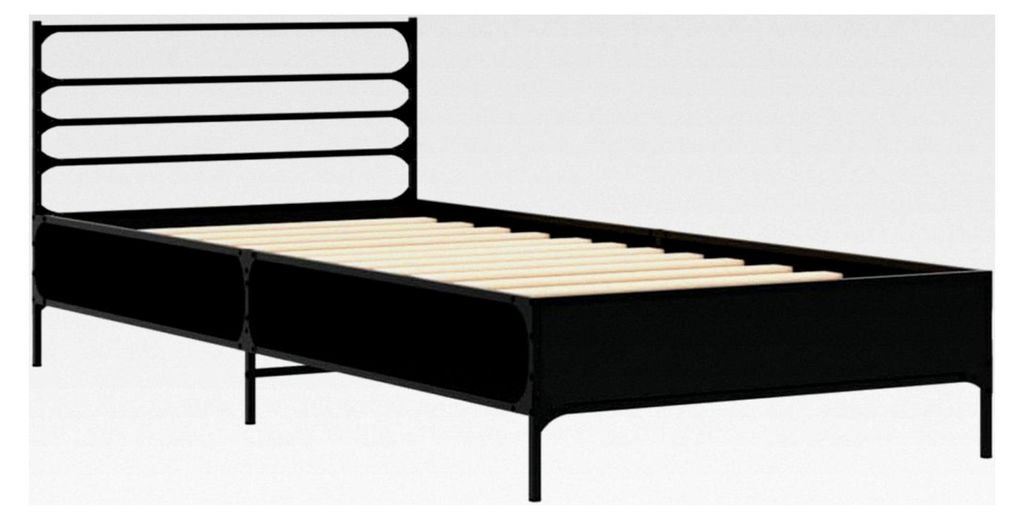 Bettgestell ohne Matratze, schwarz, 75 x 190 cm, kleines Einzelbett