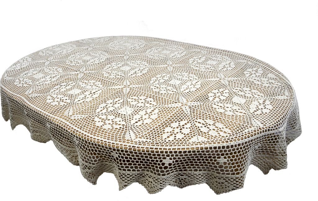 Gehäkelte ovale Tischdecke 140x220 Spitzentischdecke Produktbild 