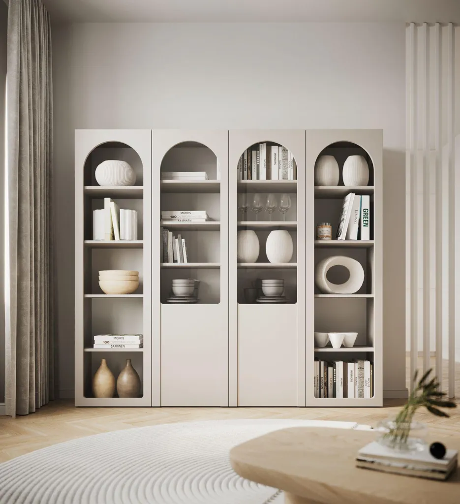 Étagère 5 Compartiments Arkadia Gris Cachemire, Design Arche Moderne - 2