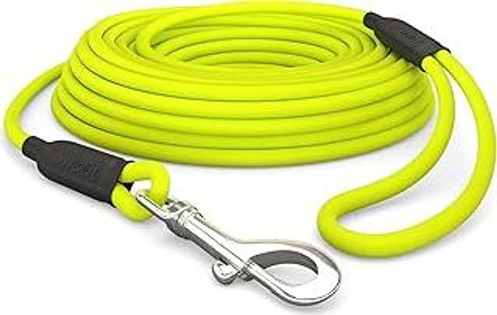 10m Schleppleine Hunde, Wasserfeste Hundeleine Rundleine mit Handschlaufe, Robuste Freilauf-Trainingsleine Neon-Gelb, bis 35kg