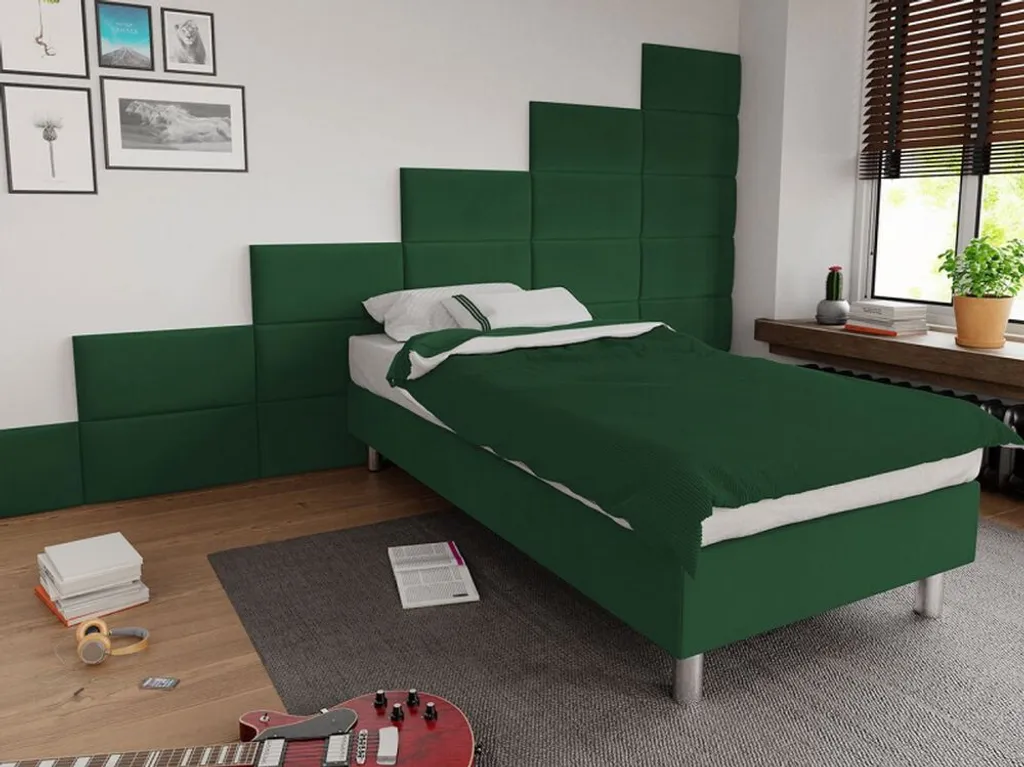Panneau mural capitonné 60x30 vert - Cache misère décoratif et doux - 2