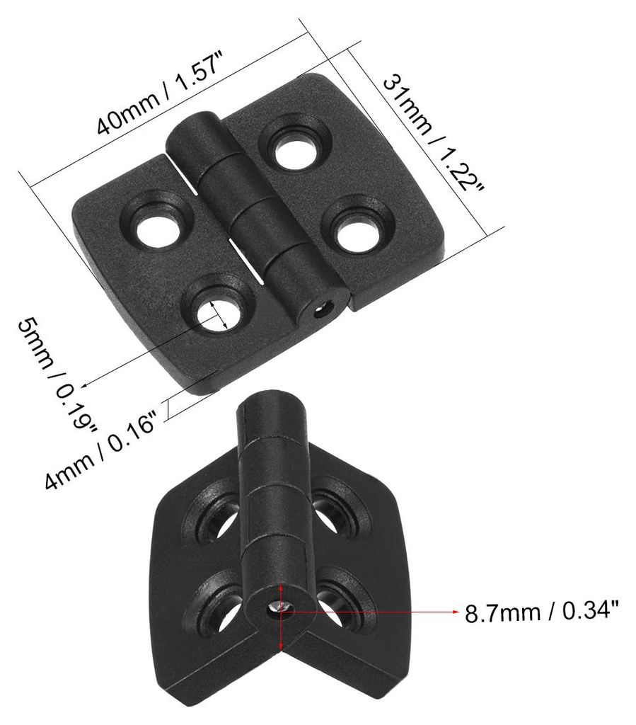 4 Stk Kabinett Tor Wandschranktš¹r Kopplung Scharnier ABS Nylon 40mm Lang Schwarz DE de