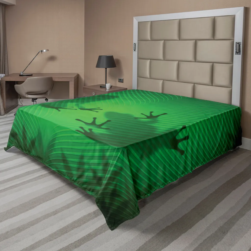 ABAKUHAUS Drap Plat Grenouille Tropicale 244 x 205 cm en Tissu Vert Doux