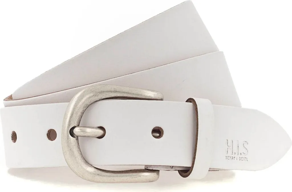 H.I.S Pelle cintura 30mm Leather Belt W95 White bianco