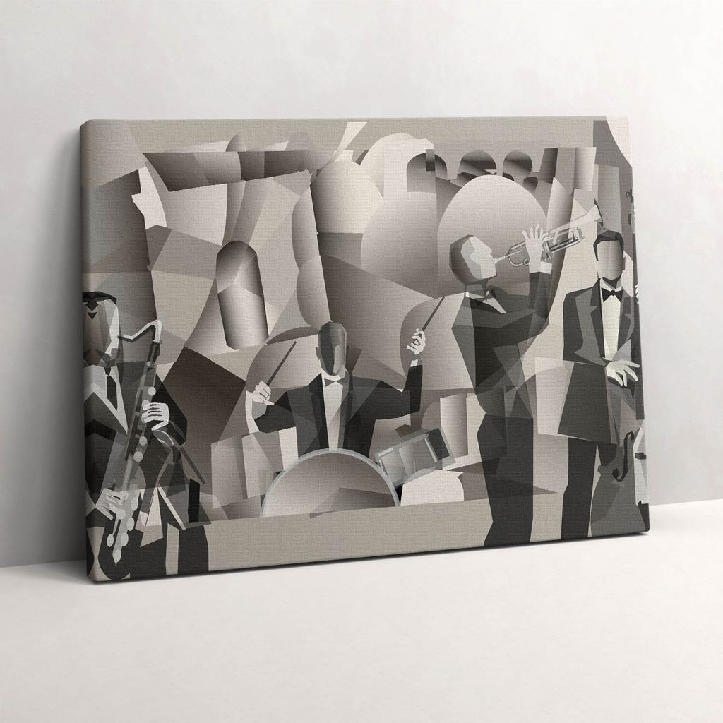 Orchester aus geometrischen Figuren – Leinwandbild Wandbild – 80x60 cm – Leinwandbilder – Wandbilder – Schlafzimmer – Flur