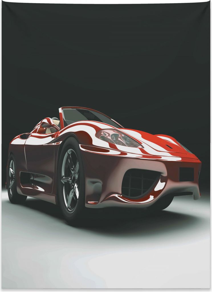 Abakuhaus Autos Wandteppich, Automobilindustrie Thema aus Weiches Mikrofaser Stoff Kein Verblassen Klare Farben Waschbar, 110 x 150 cm, Weiß Schwa...