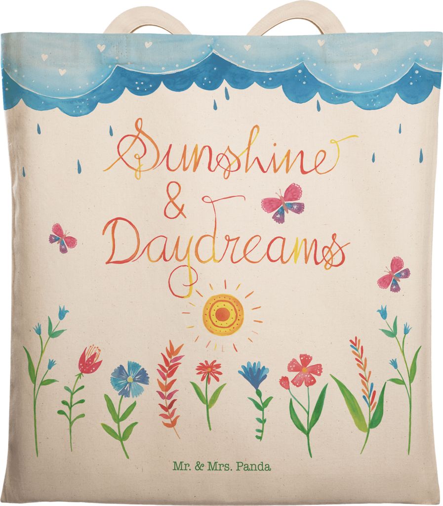 Mr. & Mrs. Panda Stoffbeutel Sunshine and Daydreams - Geschenk, Zitat, einkaufsshopper, Spruch, Beuteltasche, Sonne, Dekoration, Tragetasche, Somme...