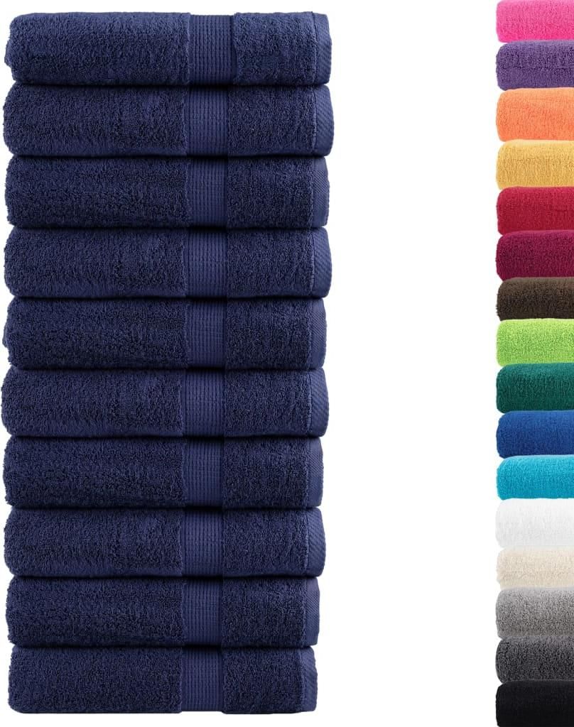 Asciugamani vidaXL Premium SOLUND, 10 pezzi, blu navy, Immagine del prodotto 
