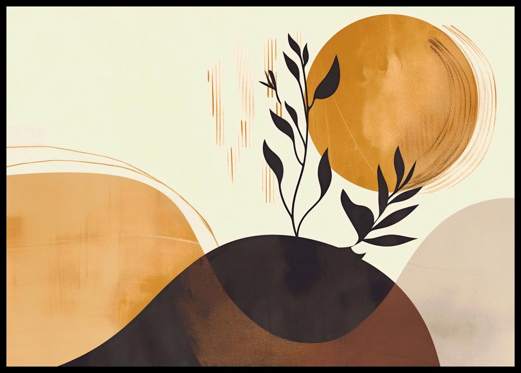 Plakat 84x59,5cm Goldene Sonne und Schwarzer Zweig