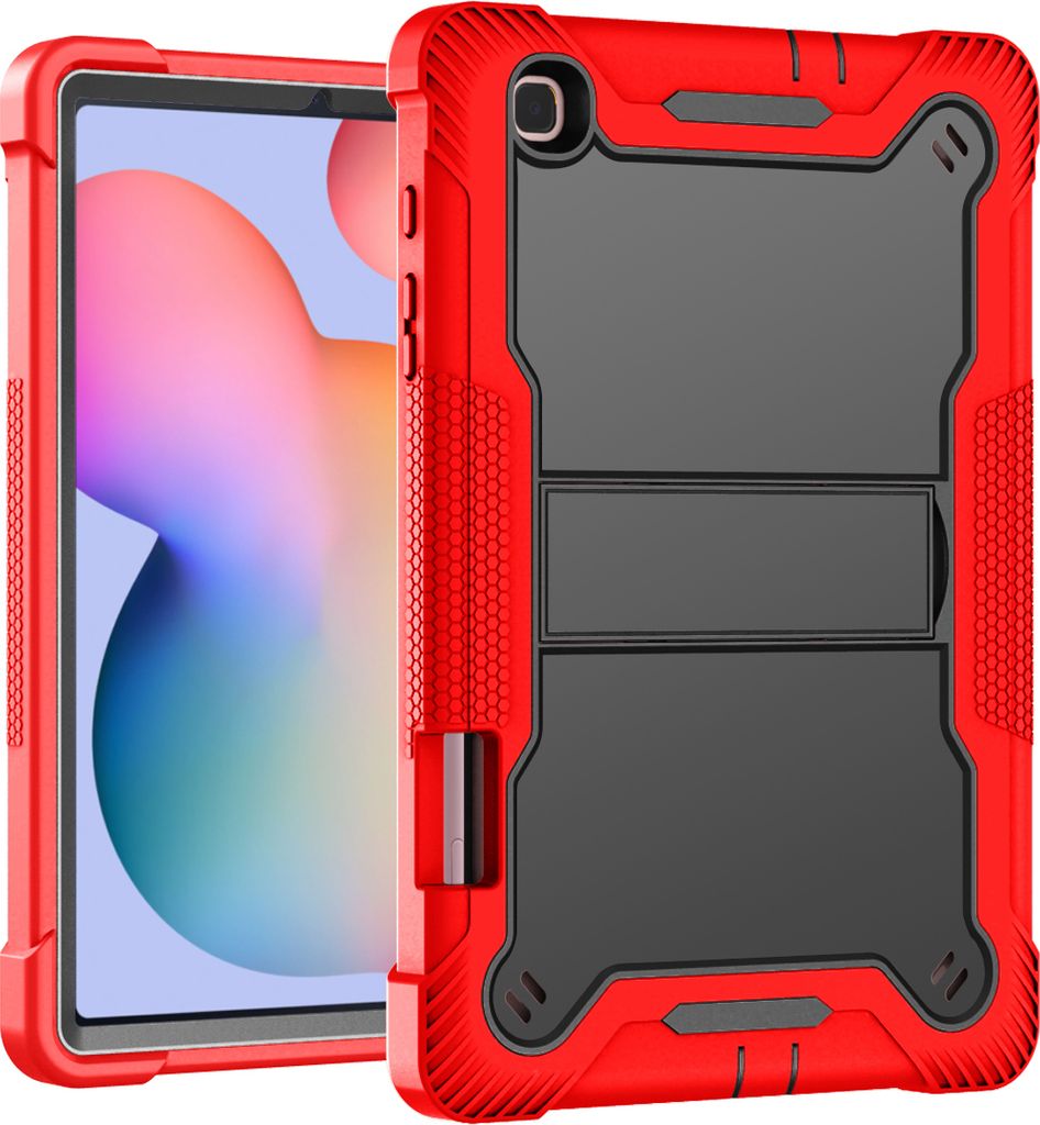 Schutzhülle für Samsung Galaxy Tab S6 Lite 10.4 Zoll 2020 mit S Pen Holder, 3 Schichten mit Ständer Strapazierfähig Schutzhülle Rot