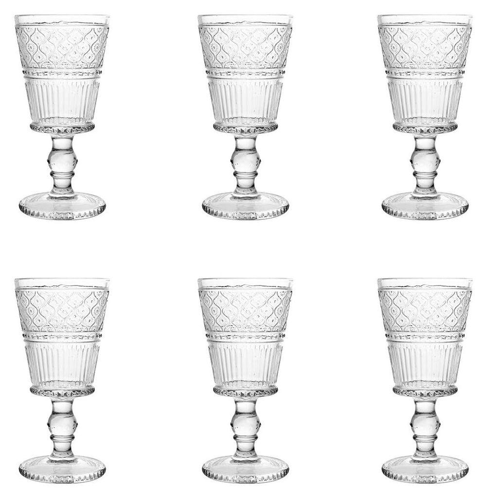 H&H 6er-Set Romantikgläser aus transparentem Glas, 24 cl