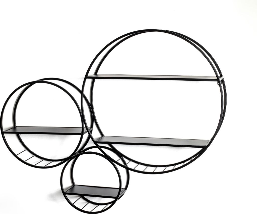 HAKU Möbel Wandregal schwarz - Metall, B/H/T: 90x73x15 cm