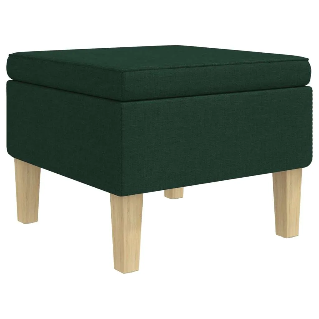 Sgabello con gambe in legno Tessuto verde scuro
