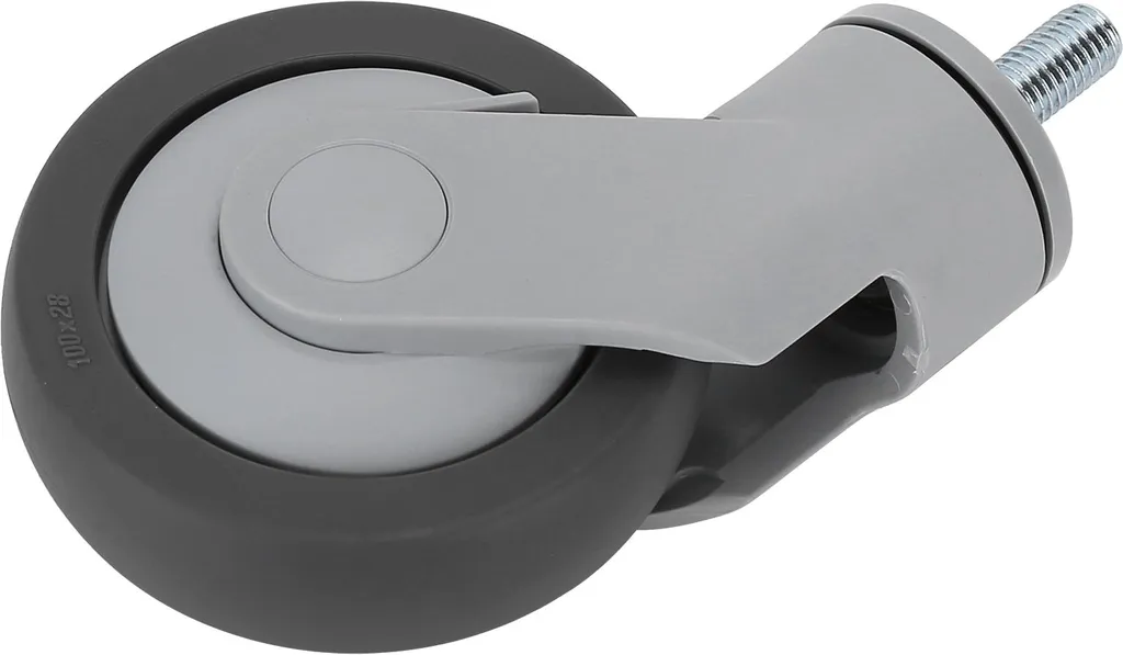 Roulette pour meuble à tige filetée M12 diamètre 100mm usage intérieur