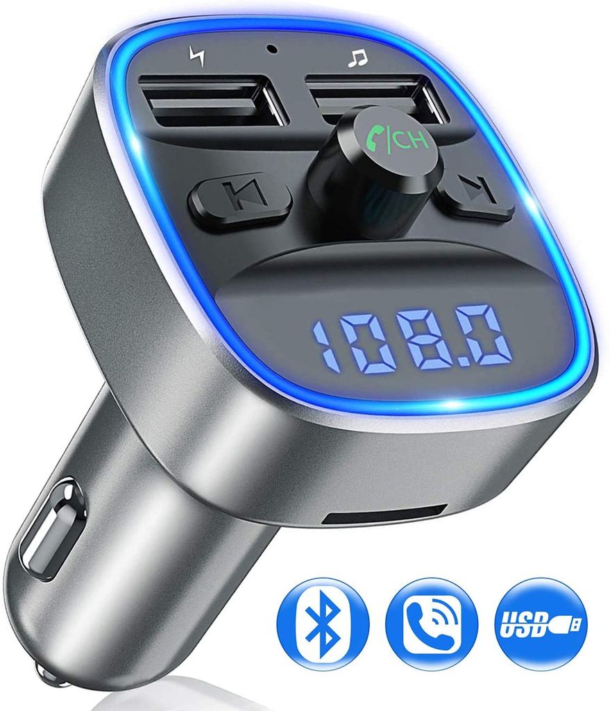 Bluetooth 5.0 FM Transmitter Auto Radio Adapter Freisprecheinrichtung KFZ Kit 
