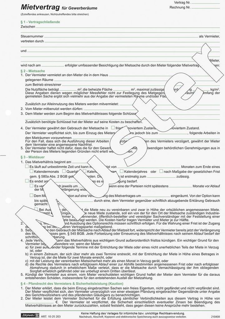 BRUNNEN 1025203 Formulář "Smlouva o pronájmu komerčních Obrázek produktu 