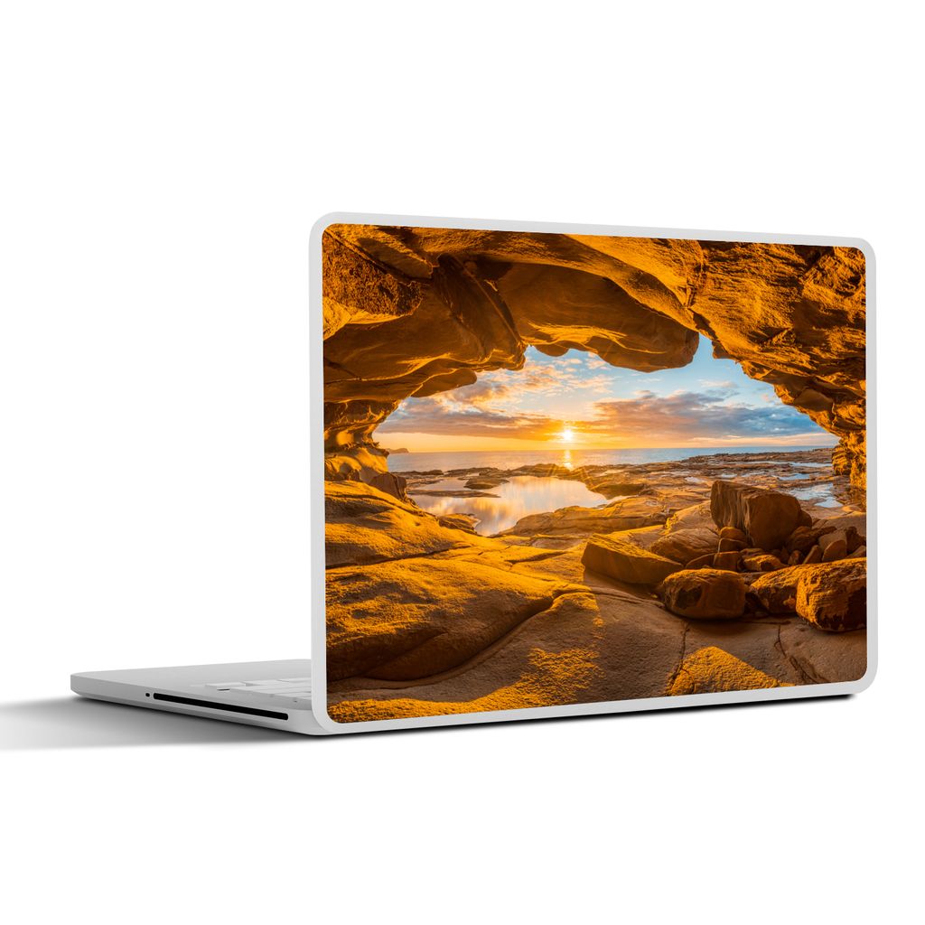 MuchoWow Laptop Aufkleber Sticker Cover Höhle - Meer - Horizont - Sonnenuntergang 30x22 cm - Laptop-Sticker