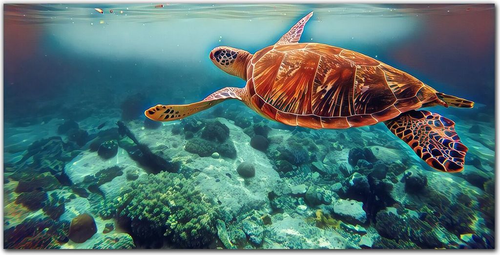 Coloray - Bild aus Glas - Glasbilder - 100 x 50 cm - Wanddekoration Küche Glasblock mit Bild Dekoration Wohnzimmer Gehärtetes Glas - Meeresschild...