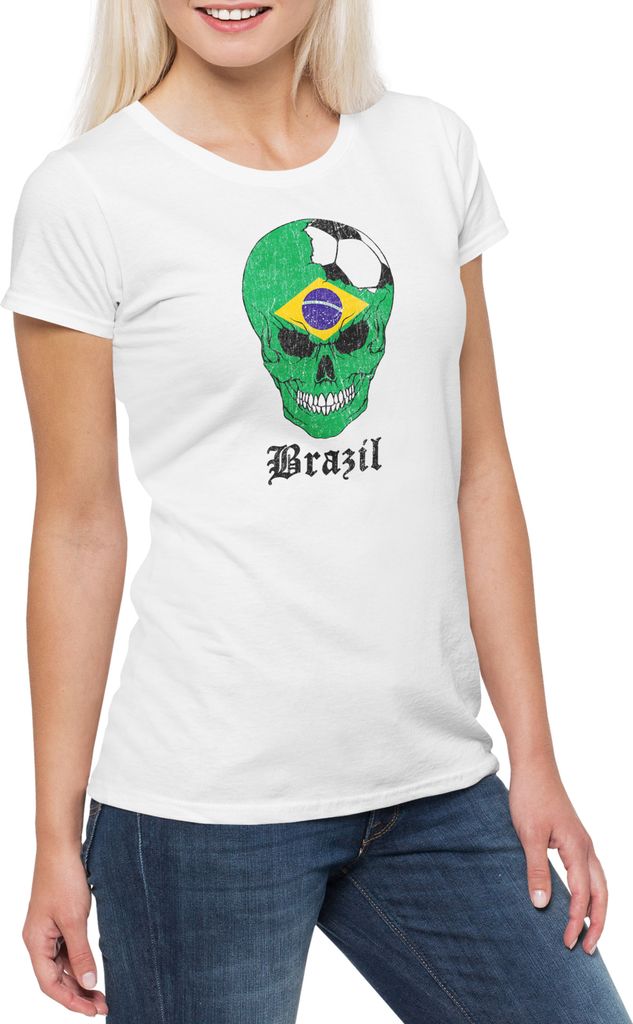 Urban Backwoods Brazil Football Comet, Damen T-Shirt, Farbe: Weiß, Größe: XS