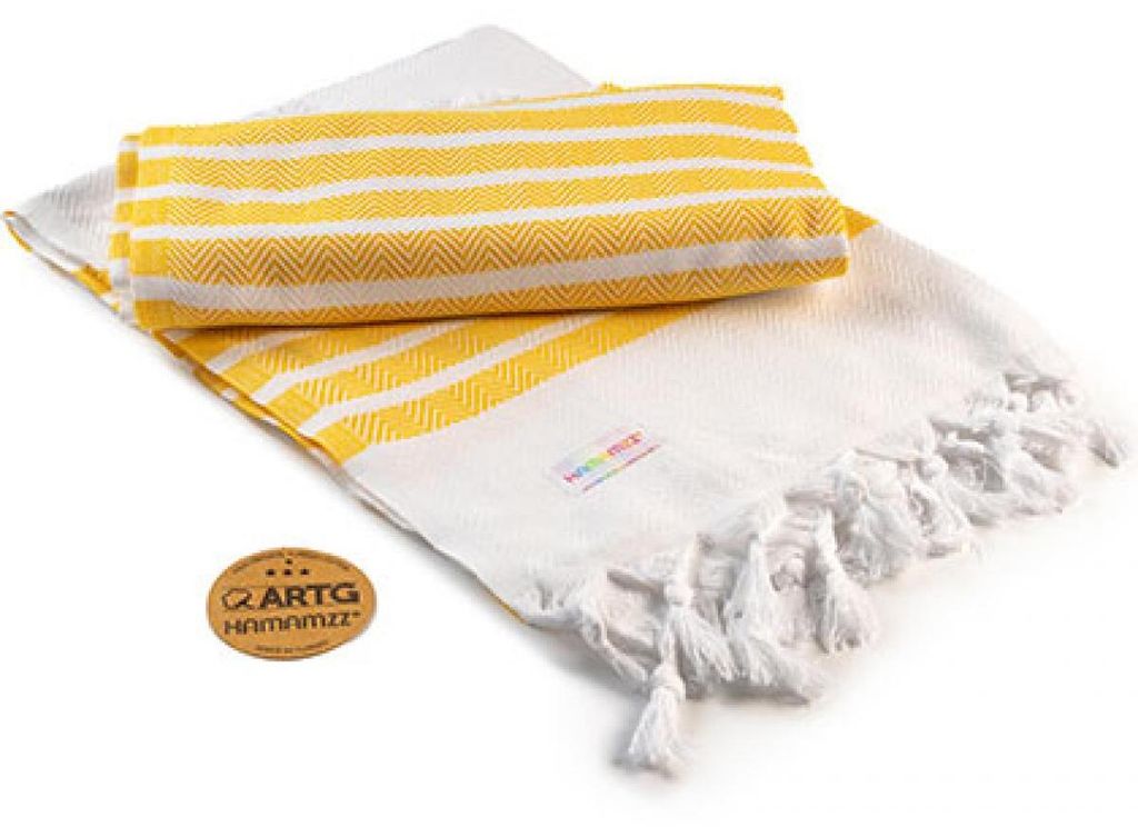 A&R AR053 | Hamamzz Dalaman Towel - 100 x 180 cm - Farbe: White/Dark Yellow - Größe: 100 x 180 cm