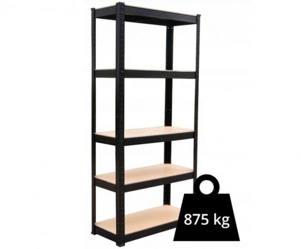 Kovový regál P9030, 180x90x30, nosnost 875 kg, černý Obrázek produktu 