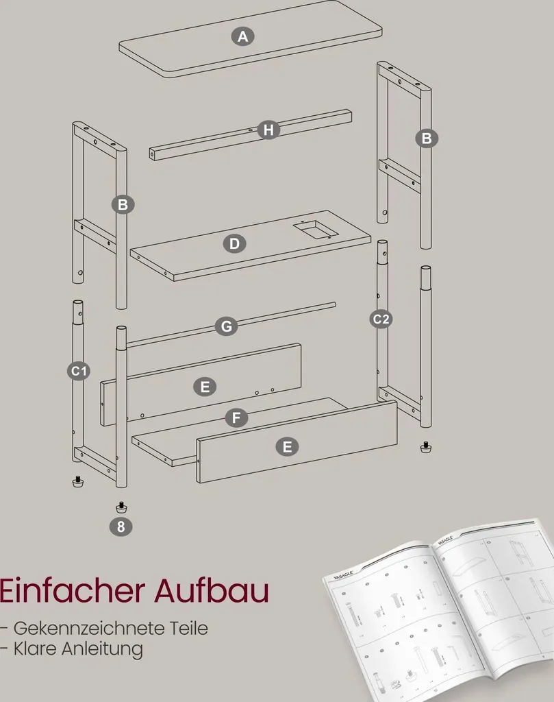 Table d'appoint étroite Rootz à 3 niveaux décorative noir 18x45x58cm - 8