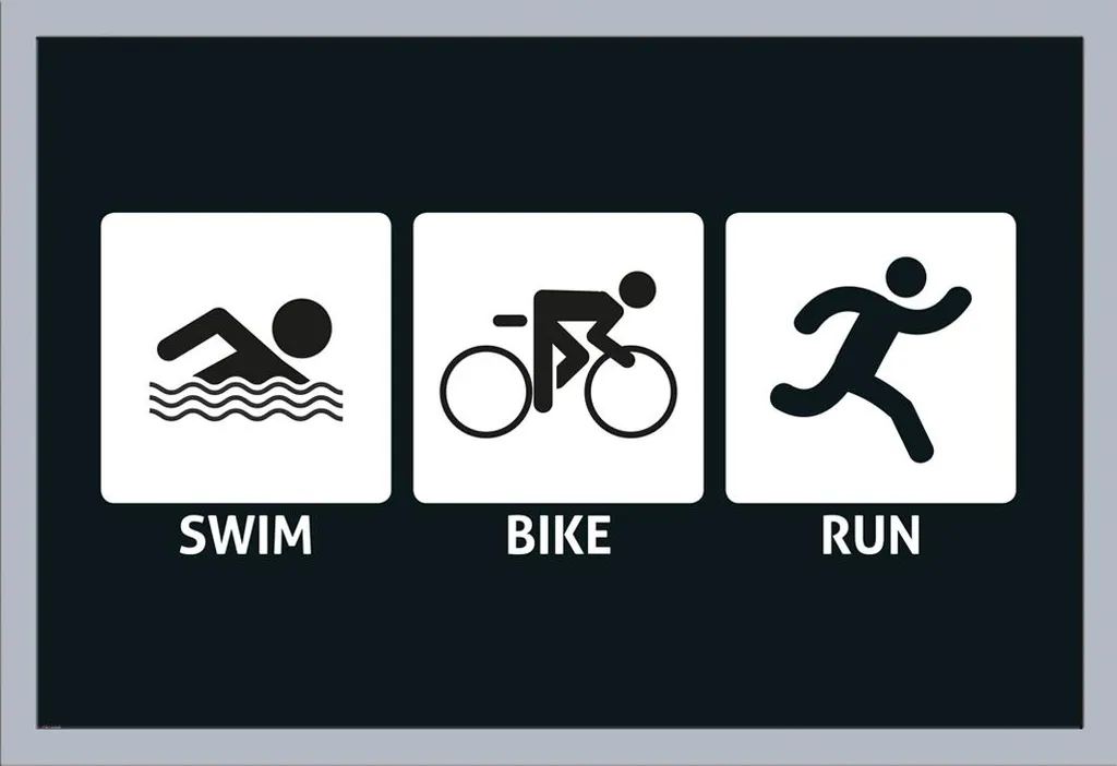 Set Poster Triathlon + Cornice Argento Shinsuke Maxi MDF Acrilico