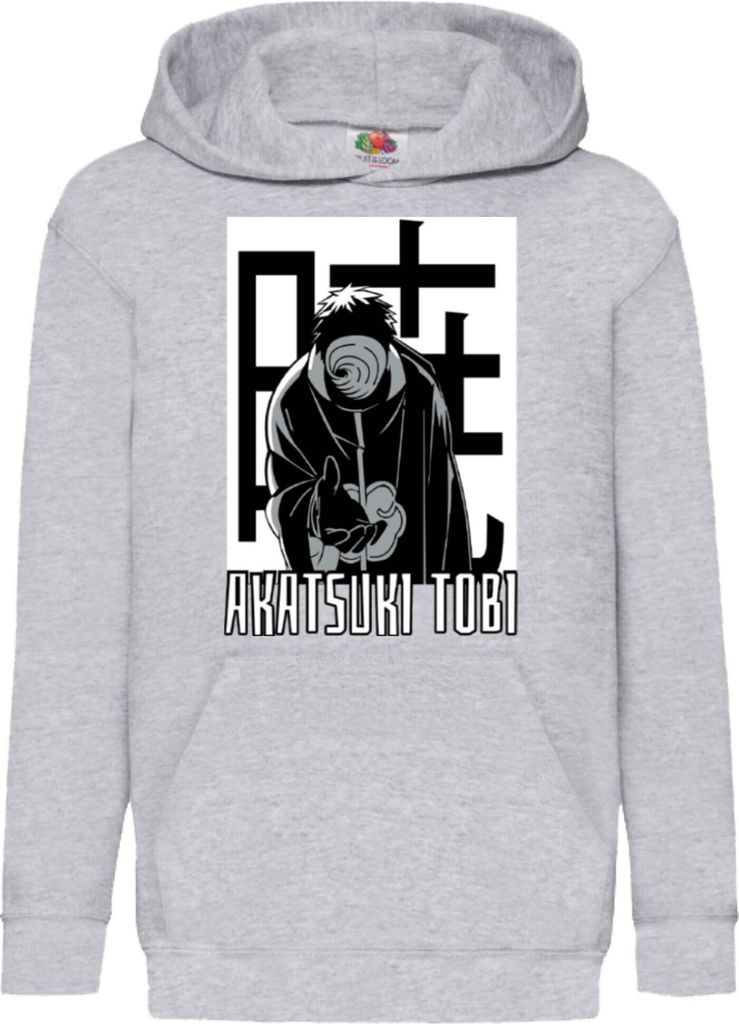 Kinder Kapuzenpullover Japan Manga Comics Anime Naruto Akatsuki Tobi Var-029, 7-8 Jahr - 128 / Grau
