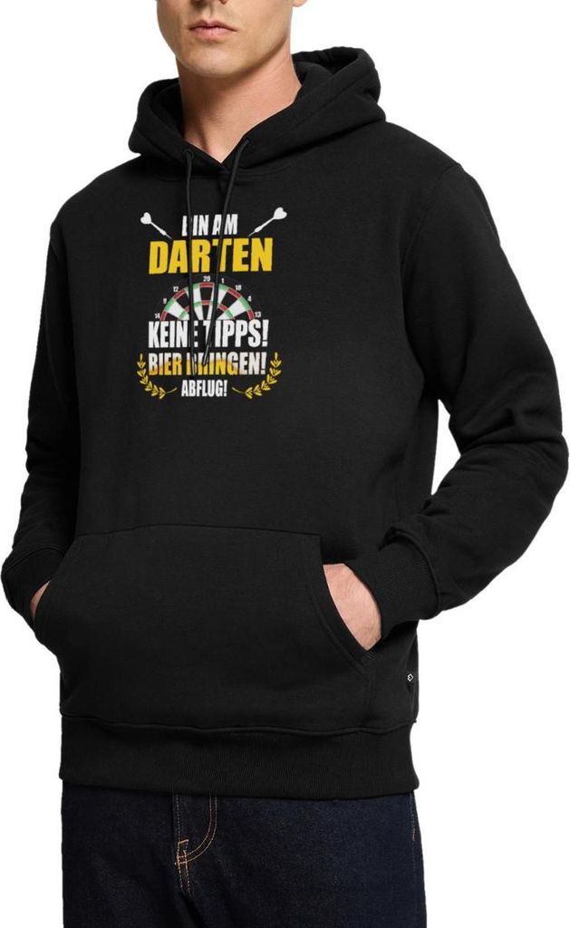 Spreadshirt Bin Am Darten Bier Bringen Humor Style Herren Premium Hoodie, M, Schwarz