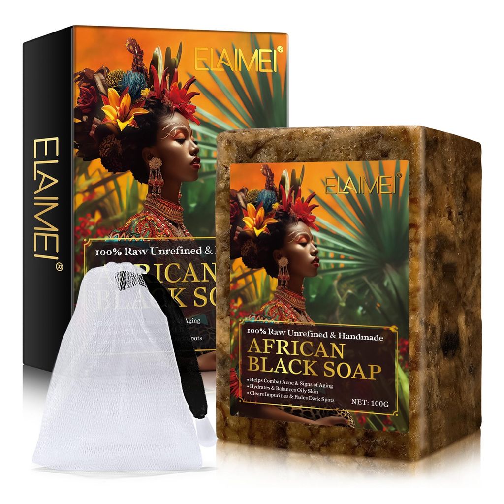 Naturseife Afrikanische Schwarze Seife Gesichtsseife Körperseife Haarseife Vegan 100g