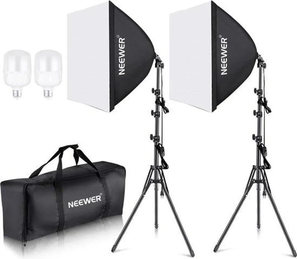 Éclairage de Studio Photo 700W - Boîte à Lumière Softbox E27 de 60x60cm