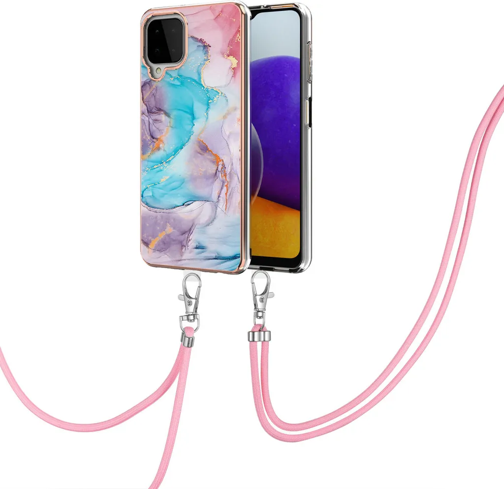 Cover con Cordino Samsung A22 4G - Protezione TPU Blu Regolabile
