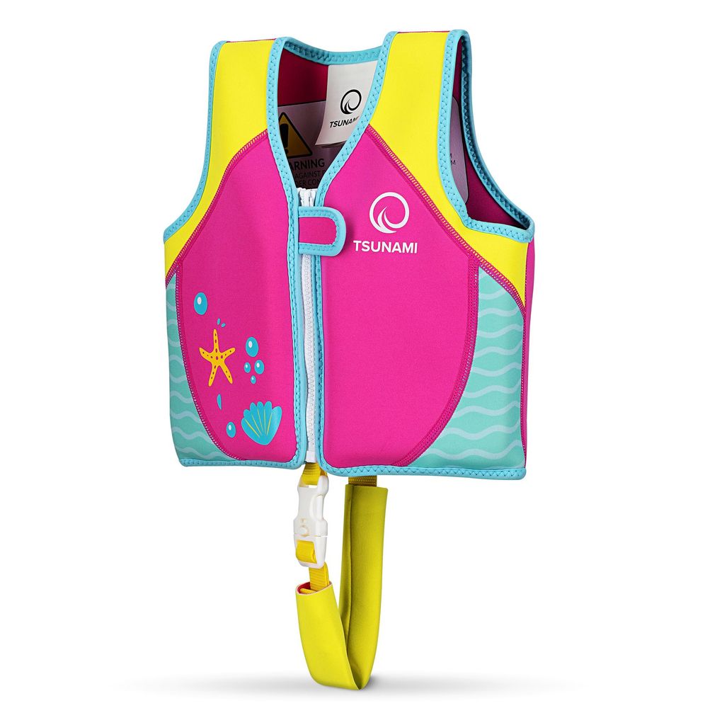 TSUNAMI Kinder Schwimmweste, 3-6 Jahre, 19-30 kg, Neopren, Schwimmhilfe für Kinder, rosa
