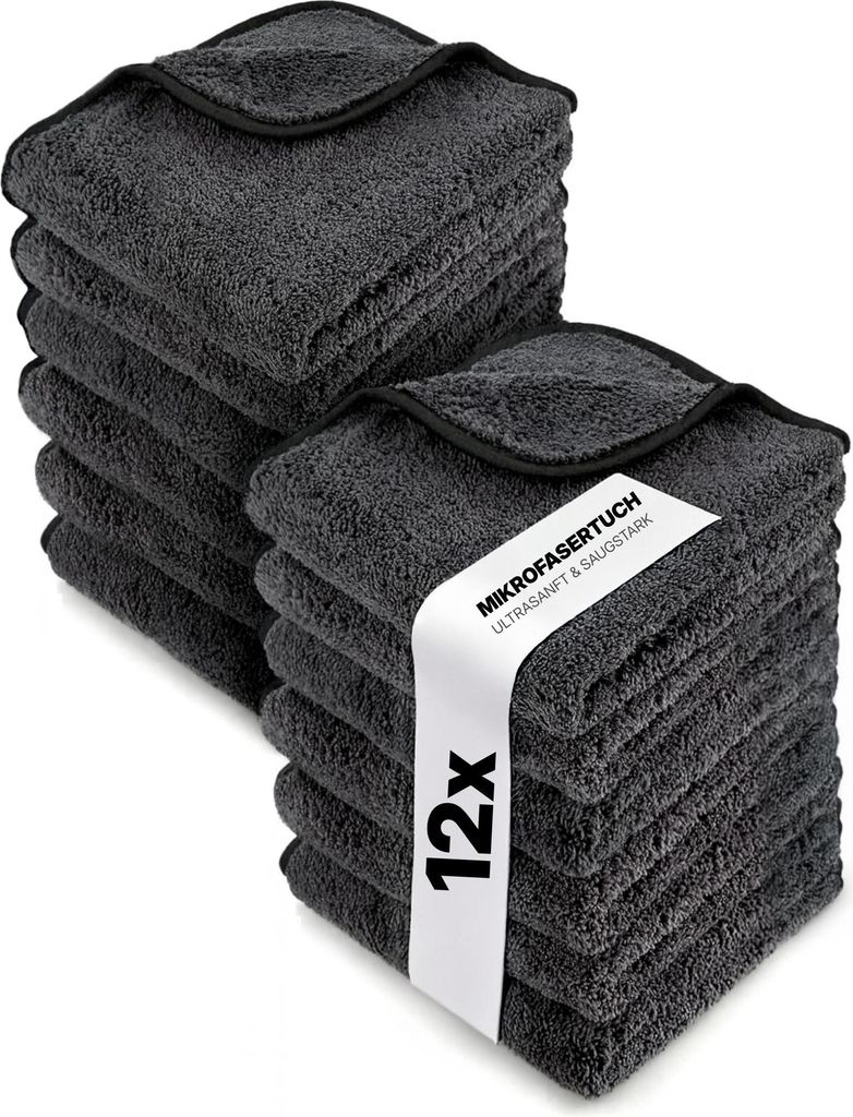 bio-chem Super Flausch Mikrofasertücher 12er Set – extra weiche & saugstarke Microfaser Putztücher 40x40 cm – fusselfreie Reinigungstücher &...