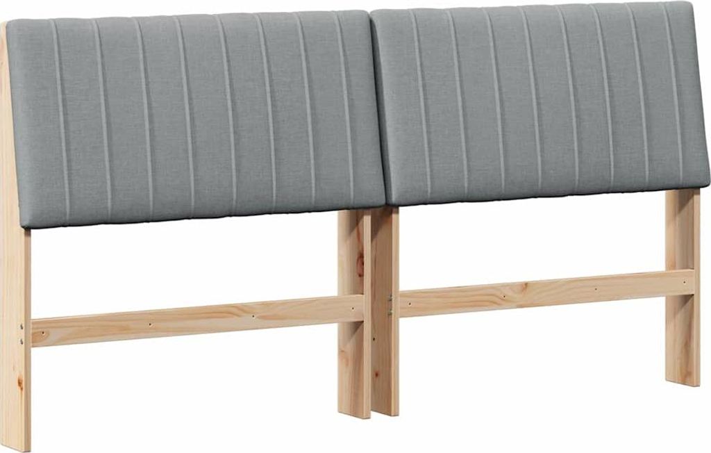 vidaXL Gepolstertes Kopfteil Hellgrau 180 cm Massives Kiefernholz