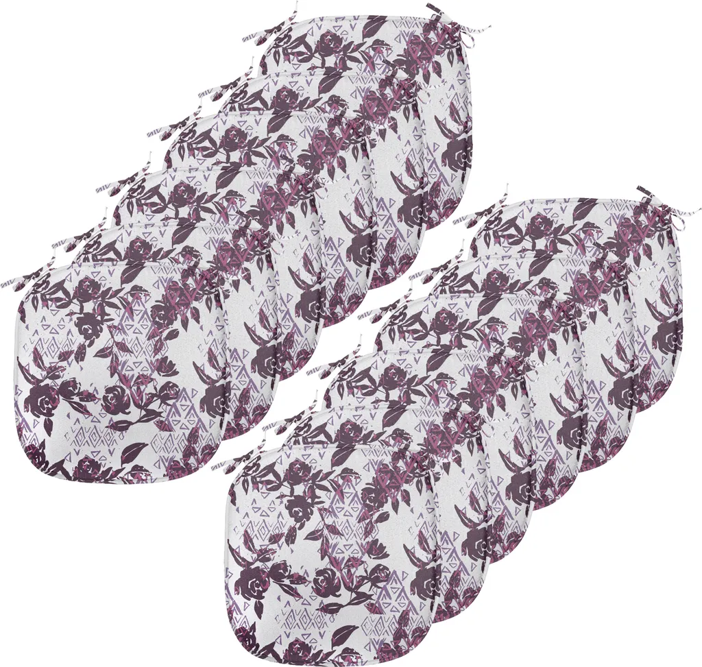 ABAKUHAUS Imbottitura per sedie da sala da pranzo, arte geometrica acquerellata, cuscino decorativo impermeabile con cinturini per sedie da cucina, 40 cm x 40 cm - confezione da 12, rosa essiccata, lavanda, prugna