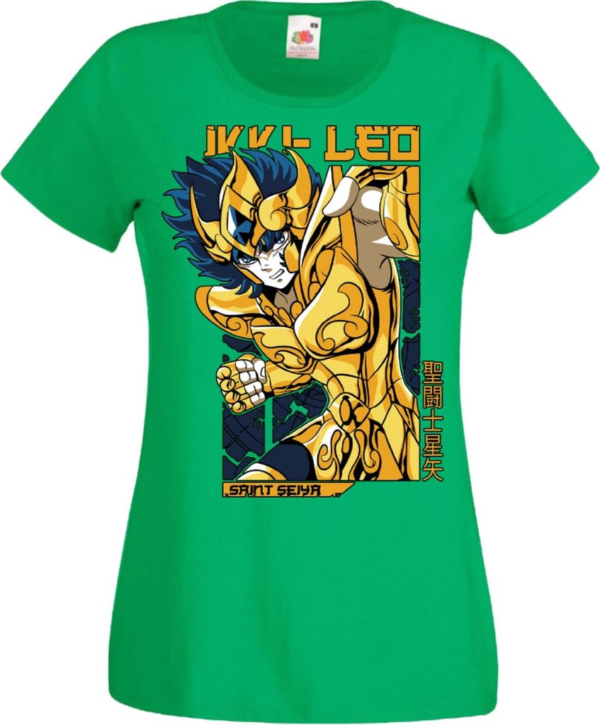 Damen T-Shirt Manga Anime Saint Anime Seiya Leo Aiolia 01 Leo, Lady 2XL / Grün