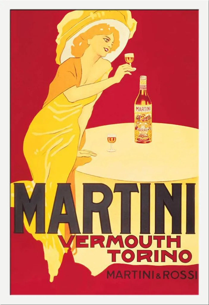 Poster Martini avec cadre blanc Shinsuke prêt à poser vitre incassable