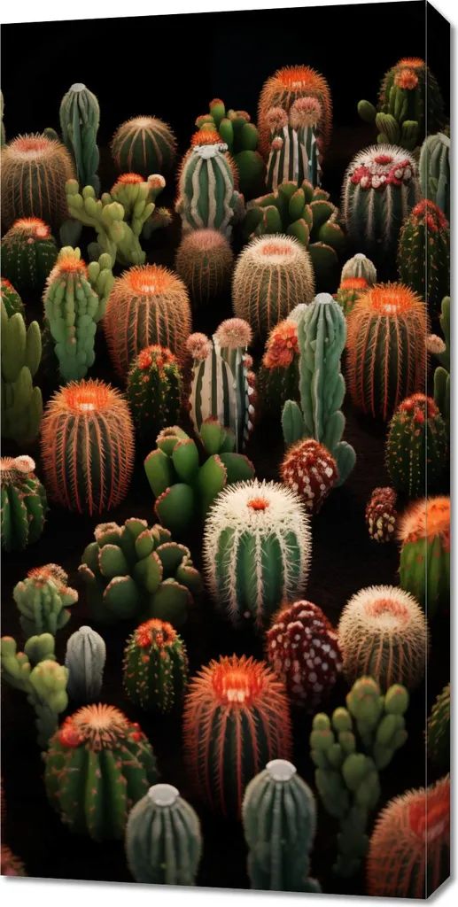 Quadro 50x100 cm Giardino di Cactus | Stampa su Tela Canvas Alta Qualità