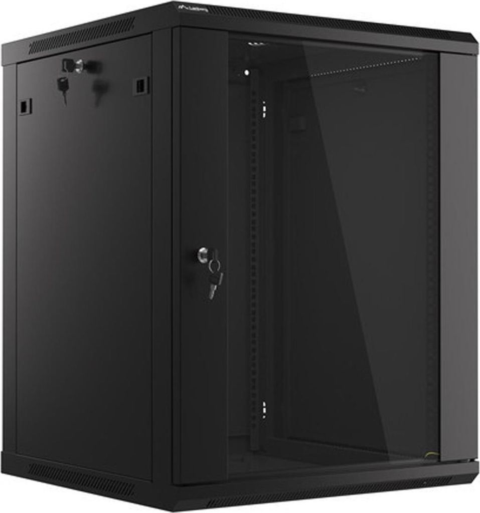 Lanberg WF01-6615-10B Armadio rack 15U a parete Nero Immagine del prodotto 
