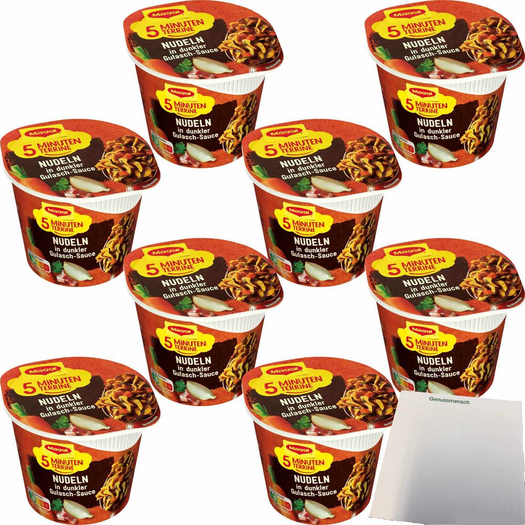 Maggi 5 Minuten Terrine Nudeln in dunkler Gulasch-Sauce 8er Produktbild 