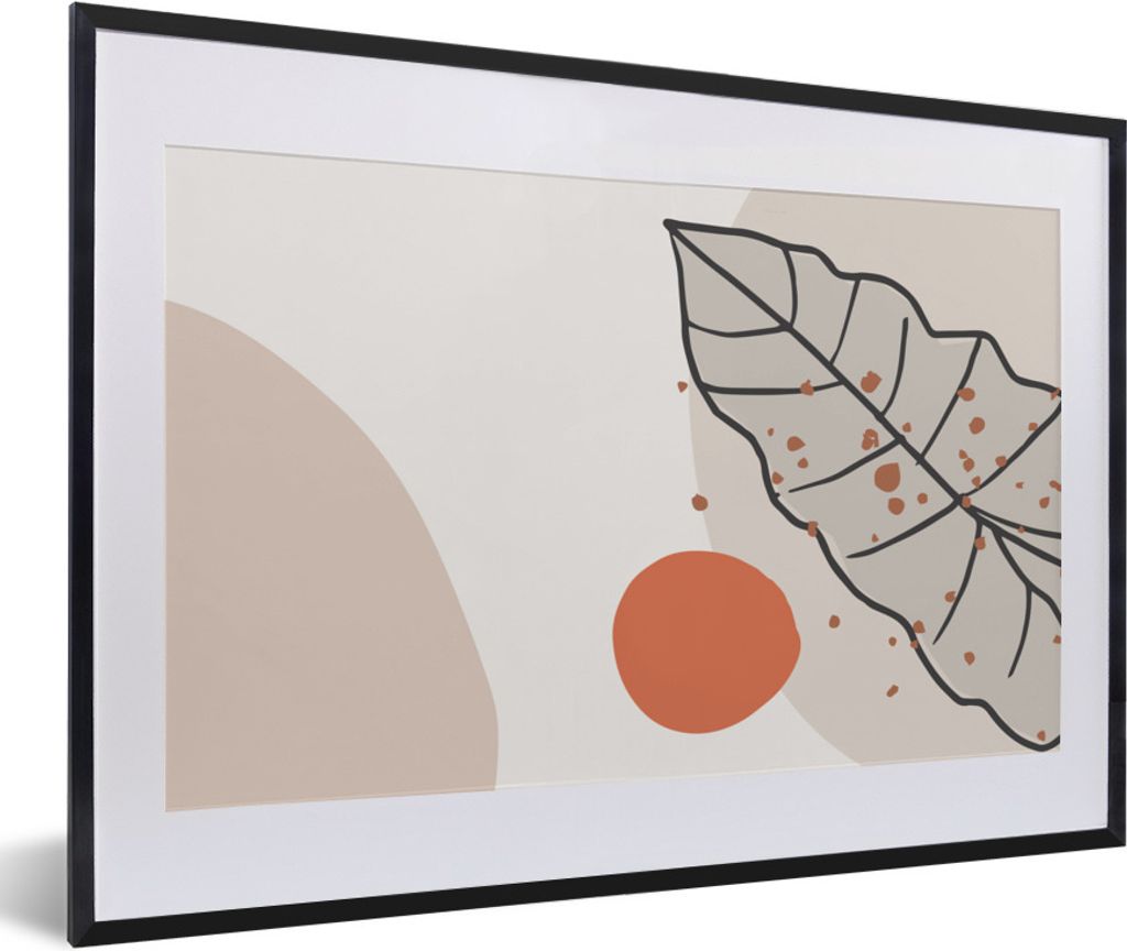MuchoWow Gerahmtes Poster Sommer - Orange - Blatt 60x40 cm - Poster mit Schwarzem Bilderrahmen Wandposter Rahmen Foto Bilder - Schlafzimmer - Pla...