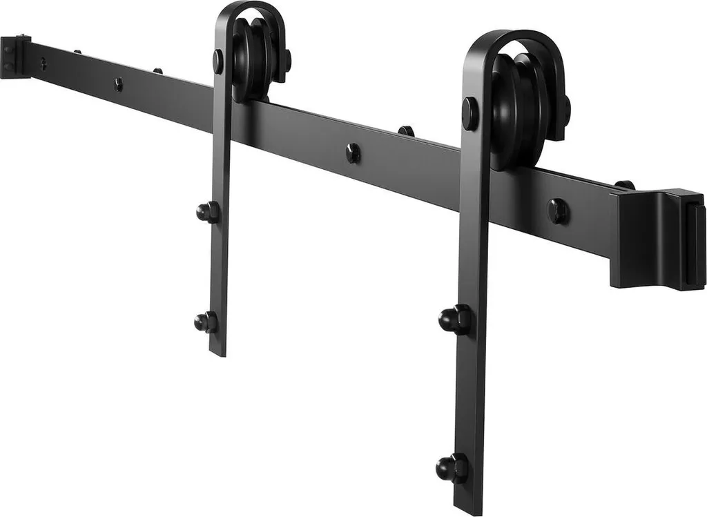 Kit quincaillerie pour porte de grange coulissante 200cm, Acier Noir