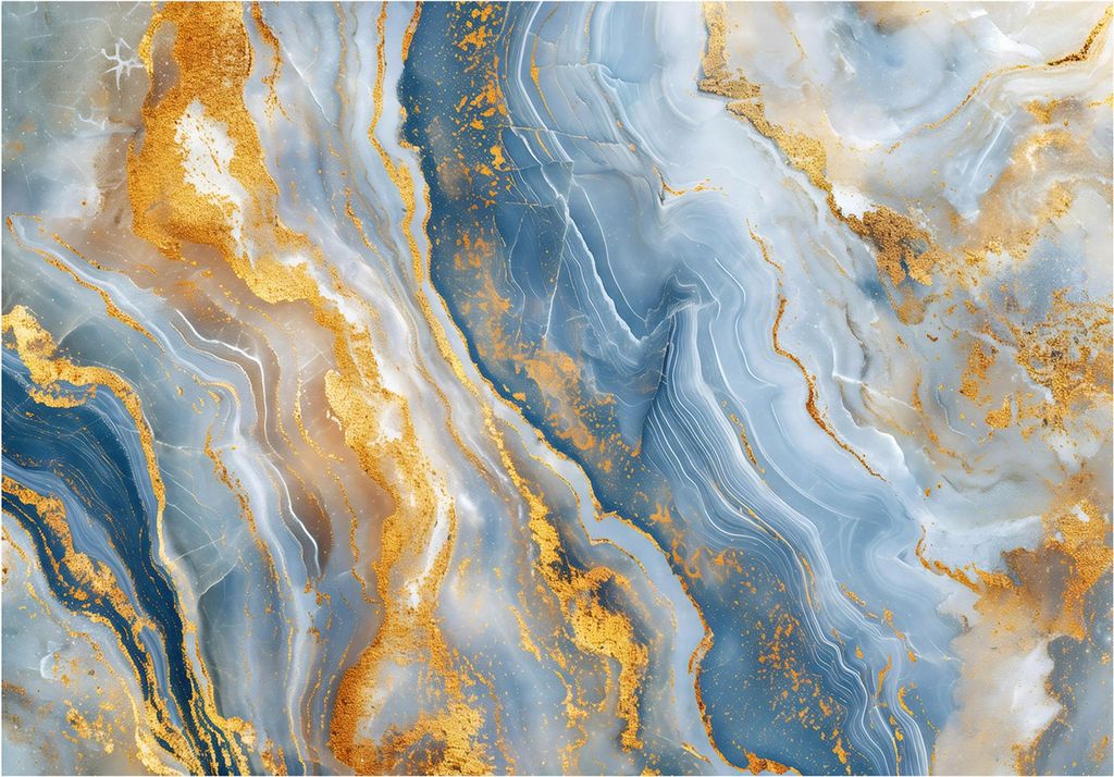 Fototapete Marmor Abstrakt Steinwand Blau Gold - 400x280 cm - inklusive kleister - Vlies Tapete - Vliestapete Wohnzimmer Schlafzimmer Küche Modern...