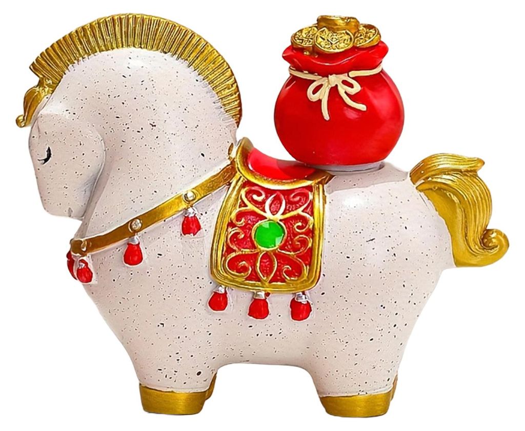 1/4 Stück Cartoon-Pferdestatue, drehbar, goldener Geldbeutel in Form eines Kürbisses, Glückspferd-Figur, Heim-, Büro- und Schreibtischdekoratio...