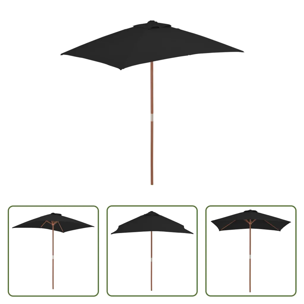 Ombrellone in Legno Nero 150x200 cm - Arredo Esterno Elegante e Robusto - 8
