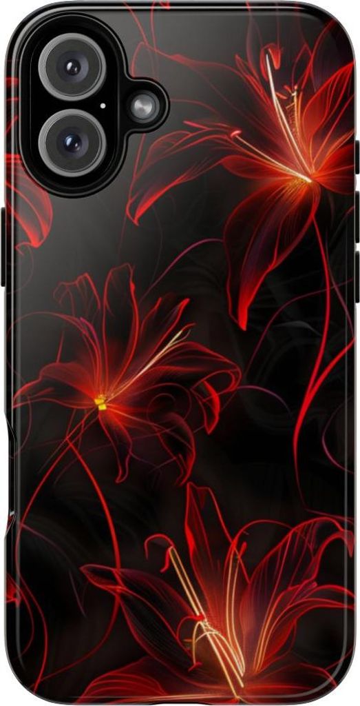 Leuchtende Rote Spinnenlilien – Hülle Kompatibel mit iPhone 16 Plus