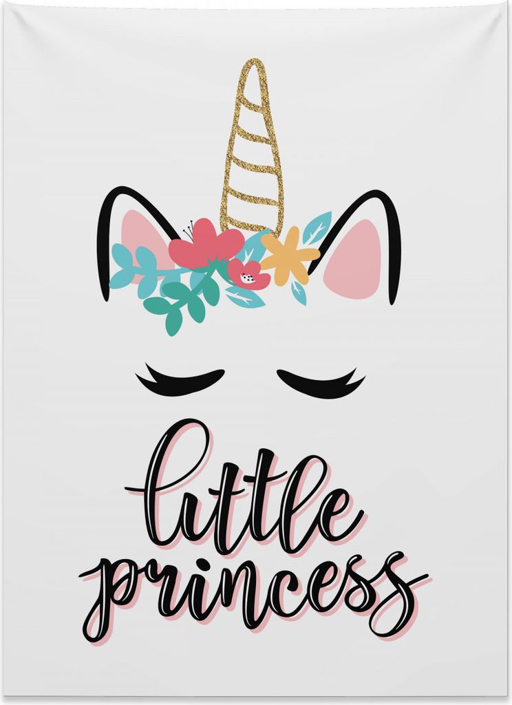 Abakuhaus Zitat Wandteppich, Little Princess Phrase Girly aus Weiches Mikrofaser Stoff Kein Verblassen Klare Farben Waschbar, 110 x 150 cm, Mehrfarbig