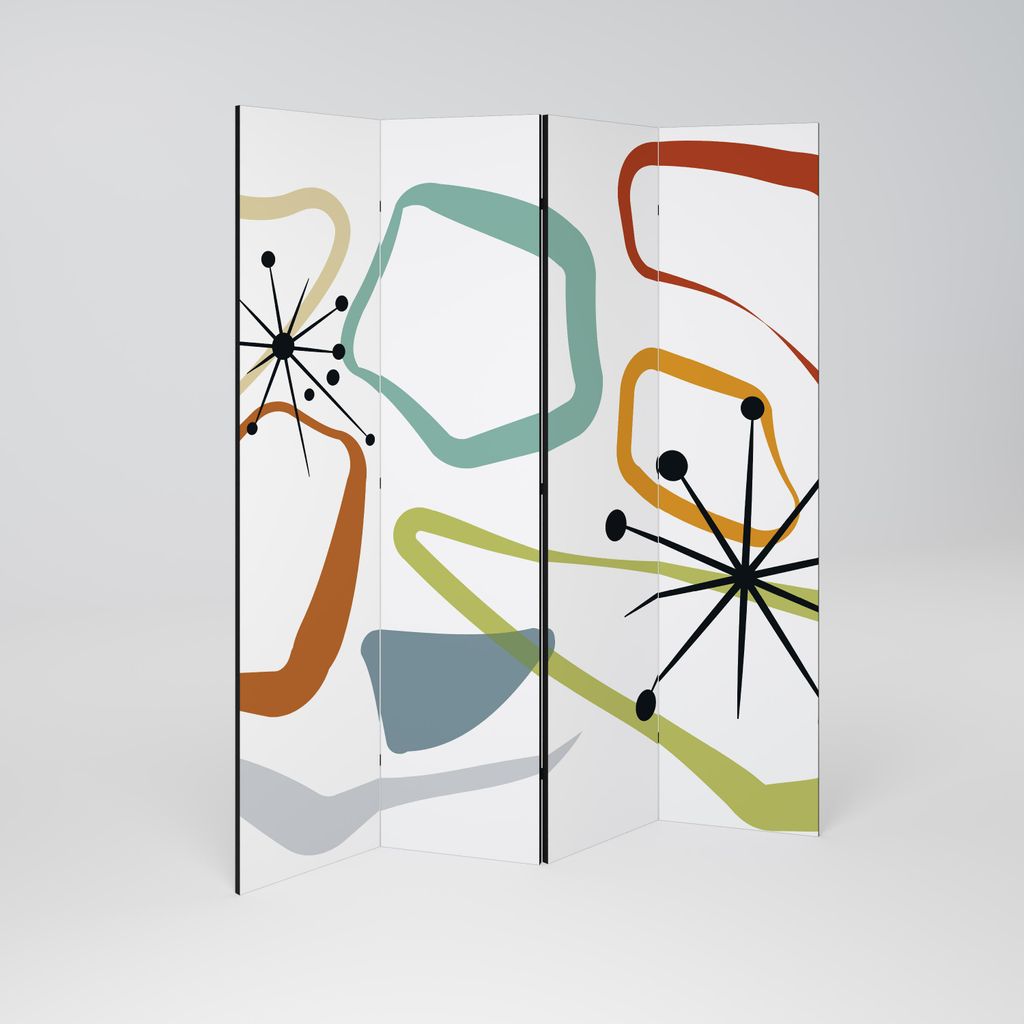 SpaceRebels Paravent Raumteiler - 4-teilig Raumtrenner, Druck 1-Seite - Raumtrenner - Trennwand Wohnung - Room Divider - Spanische Wand Deko Modern...