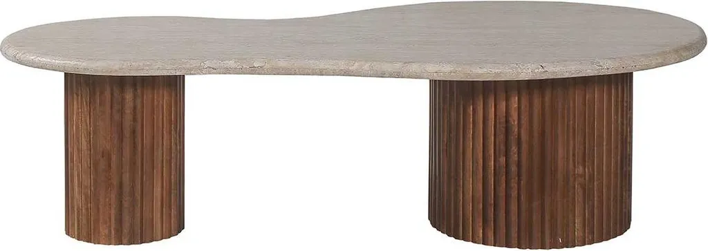 Table basse Marlon 120x60x40 cm en travertin véritable beige naturel